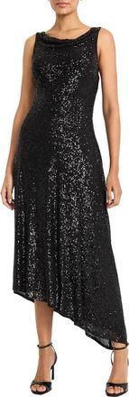 Maggy London Asymmetric Midi Dress in Black at Nordstrom Rack, Size 14