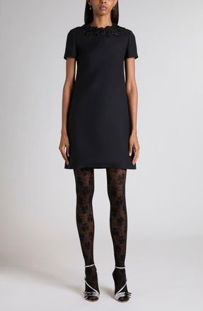 Valentino Embroidered Shift Dress in Black at Nordstrom, Size 0 Us