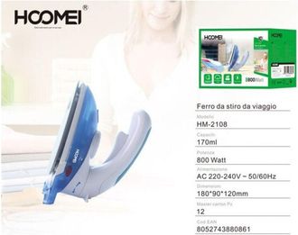 Trade Shop Trade Shop - Ferro Da Stiro A Vapore Viaggio 800w Piastra Teflon Con Manico Reclinabile Hm-2108