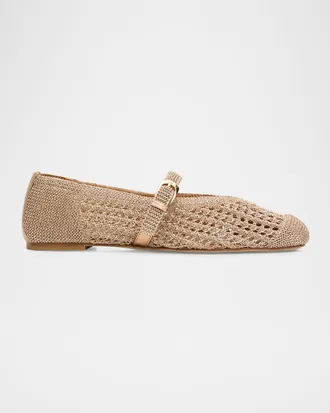 Stuart Weitzman Leora Crochet Mary Jane Ballerina Flats