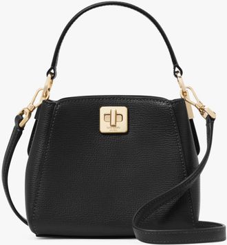 Kate Spade New York Womens Phoebe Refined Grain Leather Mini Top Handle Crossbody - Black - One Size