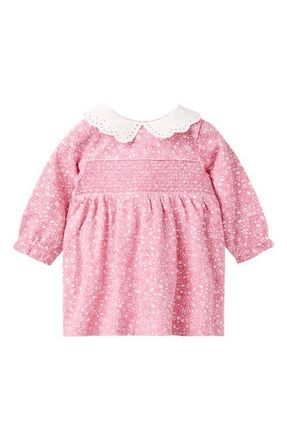 JoJo Maman B&eacute;b&eacute; Floral Peter Pan Collar Smocked Dress in Pink at Nordstrom, Size 18-24M