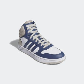adidas Sneaker ADIDAS SPORTSWEAR HOOPS 3.0 MID, Herren, Gr. 38,5, weiss (cloud wei&szlig;, preloved blau, putty grau), Synthetik, Textil, Schuhe Sneaker