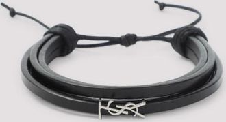 Saint Laurent Black Logo Slider Bracelet