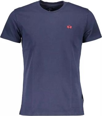 La Martina Blauw Katoenen T-Shirt - Heren - T-shirts - Blauw - 2XL - Katoen - Tops