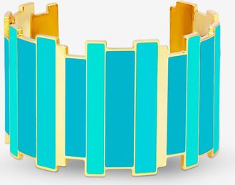 Bangle Up Emaillierte goldene Manschette Inès Multicolore - Bleu Turquoise - 30 mm