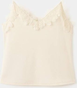 Mango Top in maglia con dettaglio di pizzo grezzo - Donna - XS - MANGO