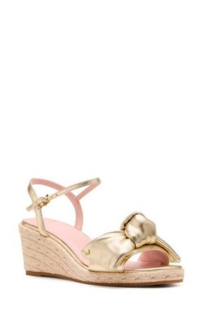 Kate Spade New York leandra ankle strap wedge sandal in Pale Gold at Nordstrom, Size 7.5