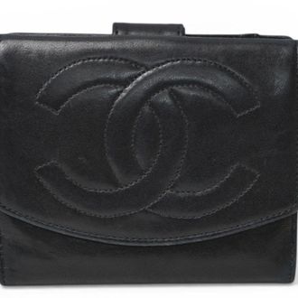 Chanel Black Leather Wallet (Bi-Fold) (Pre-Owned)