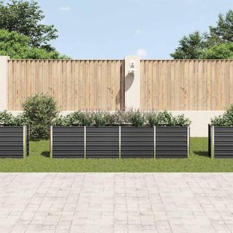 Berkfield Home Raised Garden Bed 320x40x77 cm Galvanised Steel Anthracite in Black | Size: 320 x 40 x 77 cm