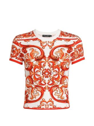 Dolce & Gabbana Jersey-T-Shirt mit Majolika-Print