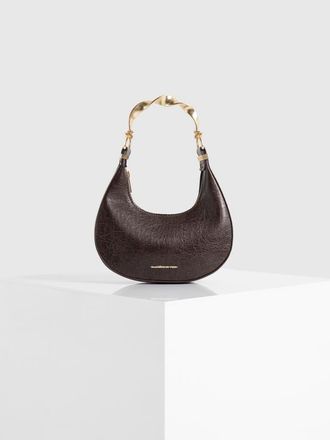 Mani&egrave;re De Voir Sadie Sculpted Leather Crescent Bag in Brown at Nordstrom