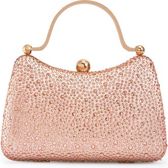 Lady Couture Double Metal Handles Dazzling Evening Handbag in Champagne at Nordstrom, Size Small