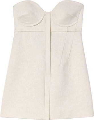Proenza Schouler patterned-jacquard bustier top - women - Cotton/Wool - 6 - Neutrals