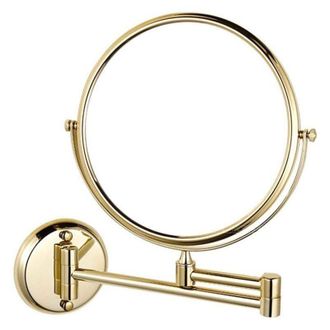 OEM Espejo De Maquillaje De Pared, 20,3 Cm, Giratorio, De Doble Cara, Extensible, Plegable, Espejo De Ba&ntilde;o Para Afeitarse, Aumento De 5x, Color Dorado - C