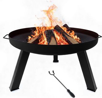 Relaxdays Relaxdays Brasero, &Oslash; 59 Cm, Con Atizador, Acero Con Recubrimiento En Polvo, Para Jard&iacute;n Y Terraza, Negro