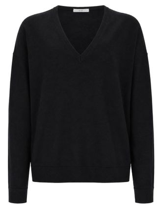 Co Cashmere Knit Sweater With Deep V-Neckline