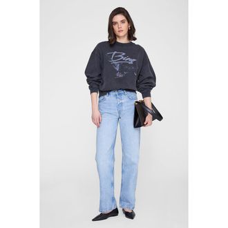 Anine Bing Spencer Eagle Sweatshirt in Washed Black at Nordstrom, Size Xx-Small