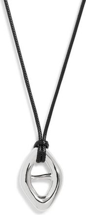 Open Edit Convex Slider Cord Pendant Necklace in Black- Silver at Nordstrom