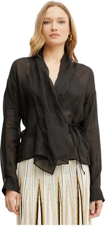 Forte_Forte My Shirt - Dames - Blouses - Zwart - XL - Overhemden