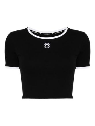 Marine Serre Moon cropped top met logo - Zwart
