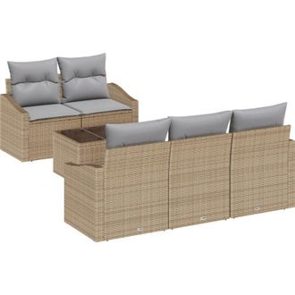 vidaXL Vidaxl - Conjunto De Sof&aacute; De Jard&iacute;n 6 Pcs Beige, Gris 55 X 55 X 37 Cm