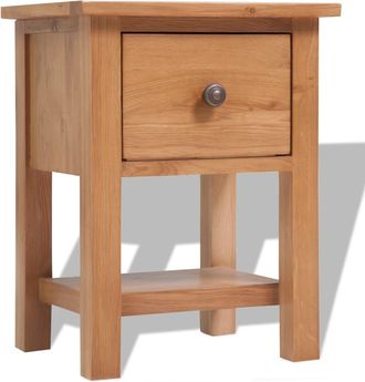 vidaXL Mesita De Noche De Madera De Roble Maciza 36x30x47 Cm Vidaxl