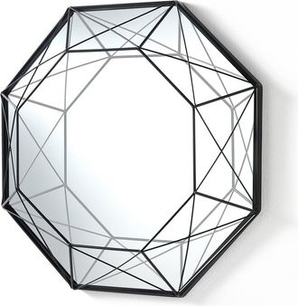Oresteluchetta Specchio Da Parete Geometrico In Metallo Nero Opaco 45x45 Shine