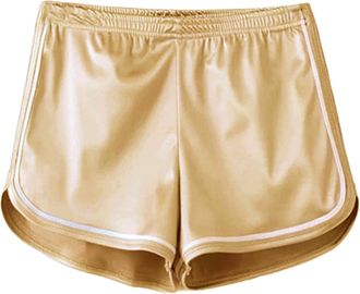 Generic Womens Sexy Booty Shorts Retro Metallic Sports Sparkly Dance Shorts Elastic High Waist Gym Running Short Pants Nightclub Hot Pants Gold