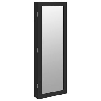Berkfield Home Mirror Jewellery Cabinet Wall Mounted Black 37.5x10x106 cm
