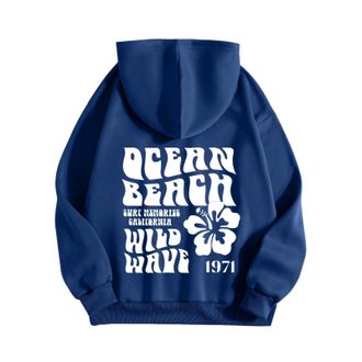 Generic Pink Graphic Oversized Hoodies for Women Kids Teen Girls Meet Me at The Ocean Casual Cute Preppy Sweatshirts Pullover Long Sleeve Streetwear Y2K Tops