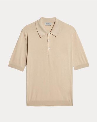 Fortela Isis Short Sleeve Knit Polo in Light Beige at Nordstrom, Size X-Large
