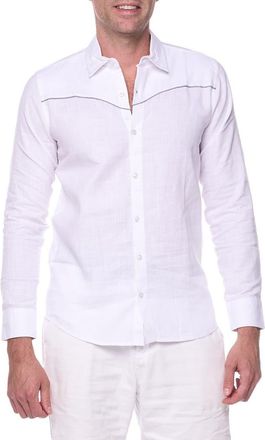 Ranee&rsquo;s Long Sleeve Linen Blend Resort Shirt in White at Nordstrom Rack, Size X-Large