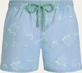Vilebrequin Mens Bubbles and Turtles Packable Swim Trunks