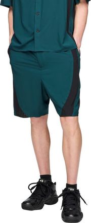 Yohji Yamamoto Mesh Panel Woven Shorts in Green at Nordstrom, Size Xx-Large