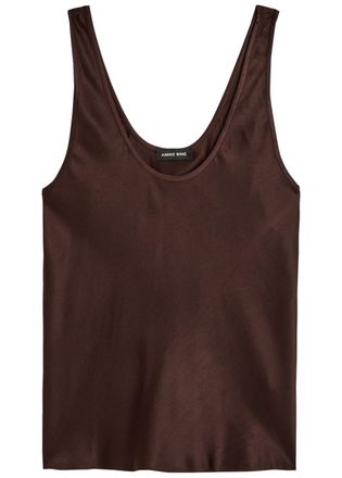 Anine Bing Lea Silk Tank top - Dark Brown - S (UK8-10 / S)