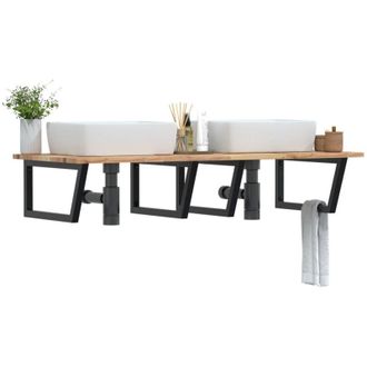 vidaXL Estante De Lavabo De Pared Acero Y Madera Maciza De Acacia Vidaxl
