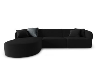 BLOOMINGLOFT 4-Sitzer Design-Ecksofa Chiara Samt - Links