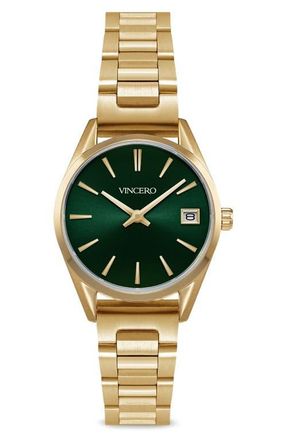 Vincero The Harper Bracelet Watch, 29mm in Gold/green at Nordstrom