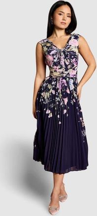 Coast Petite Twist Front Printed Midi Dress in Navy at Nordstrom, Size 0P