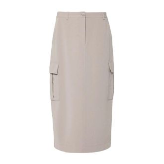 Theory Dove Grey Midi Skirt with Pockets - female - Theory - Midi Skirts - Gray - S - Skirts