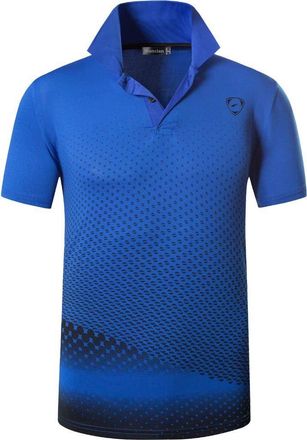Jeansian Mens Short Sleeve Polo T-Shirts Wicking Breathable Running Training Sports Tee Tops LSL195 Blue XXL