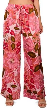 Melloday Satin Wide Leg Pants in Red Multi at Nordstrom Rack, Size X-Large