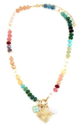 Panacea Multistone Charm Necklace in Gold/Multi at Nordstrom