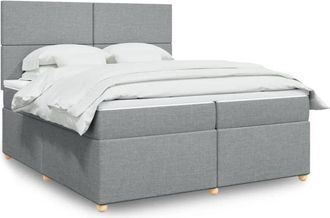 vidaXL Vidaxl - Cama Box Spring Con Colch&oacute;n Tela Gris Claro 200x200 Cm