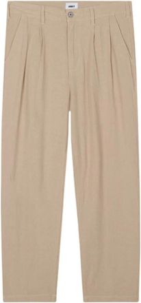 Obey Linnen Geplooide Tapered Fit Broek - Heren - Straight fit broeken - Wit - W34 - Linnen - Broeken