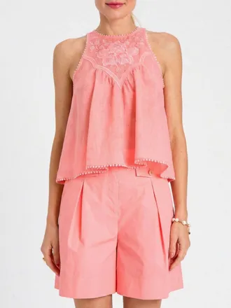 Twinset Top in lino con ricami