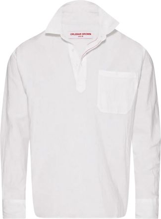 Orlebar Brown Mens Shanklin Chainstitch Long Sleeve Shirt In White