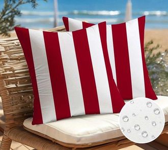 OEM Fundas De Almohada Decorativas - 45 X 45 Cm - Rayas Rojas - Juego De 2 Piezas