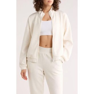 Zella Whisper Knit Ruched Jacket in Beige Ivory Heather at Nordstrom Rack, Size X-Large